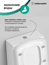 Ambassador Унитаз компакт Kingston безободковый белый с сиденьем микролифт – фотография-9